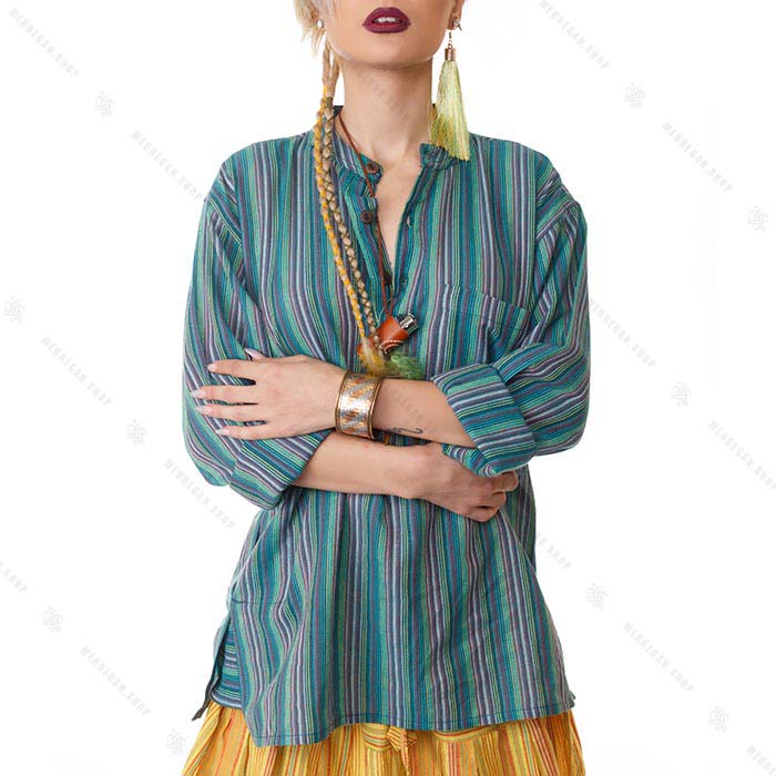 پیراهن سنتی هیپی استایل سبز زیتونی – Olive Kurta Shirt